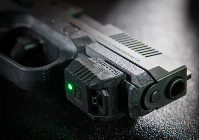 Mantis X10 Elite dry fire sensor mounted on a pistol rail