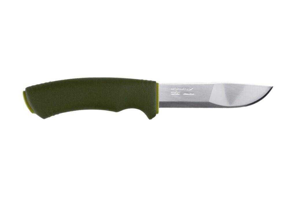 Morakniv Bushcraft Forest stainless knife with green rubber handle