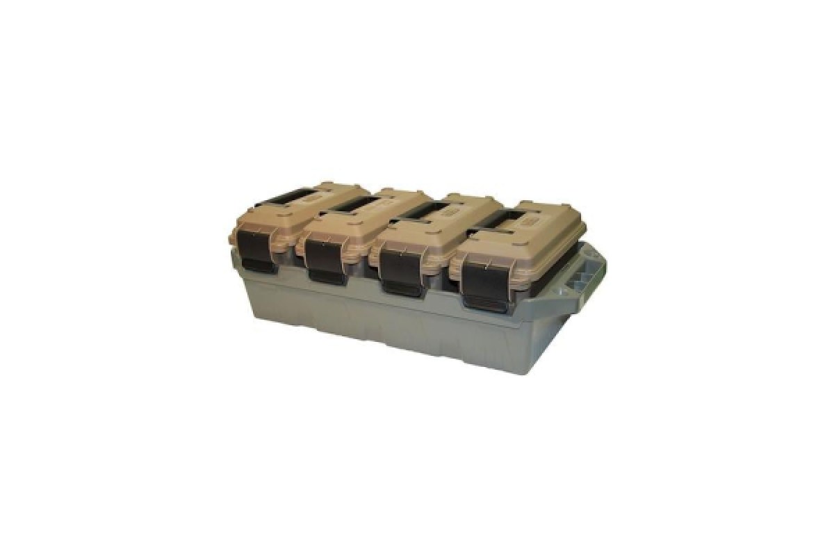 MTM AC4C ammo crate holding four 30 caliber polymer ammo cans