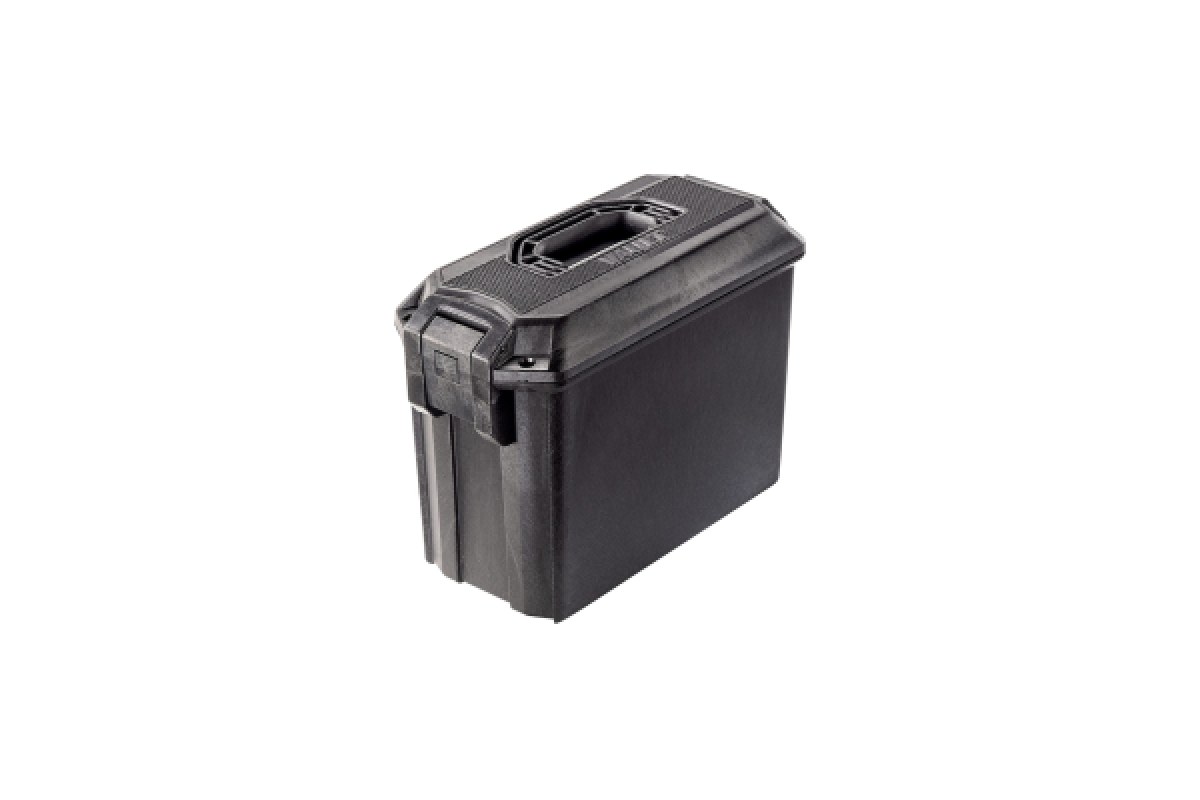 Black Pelican Vault V250 ammo case with carry handle and latches