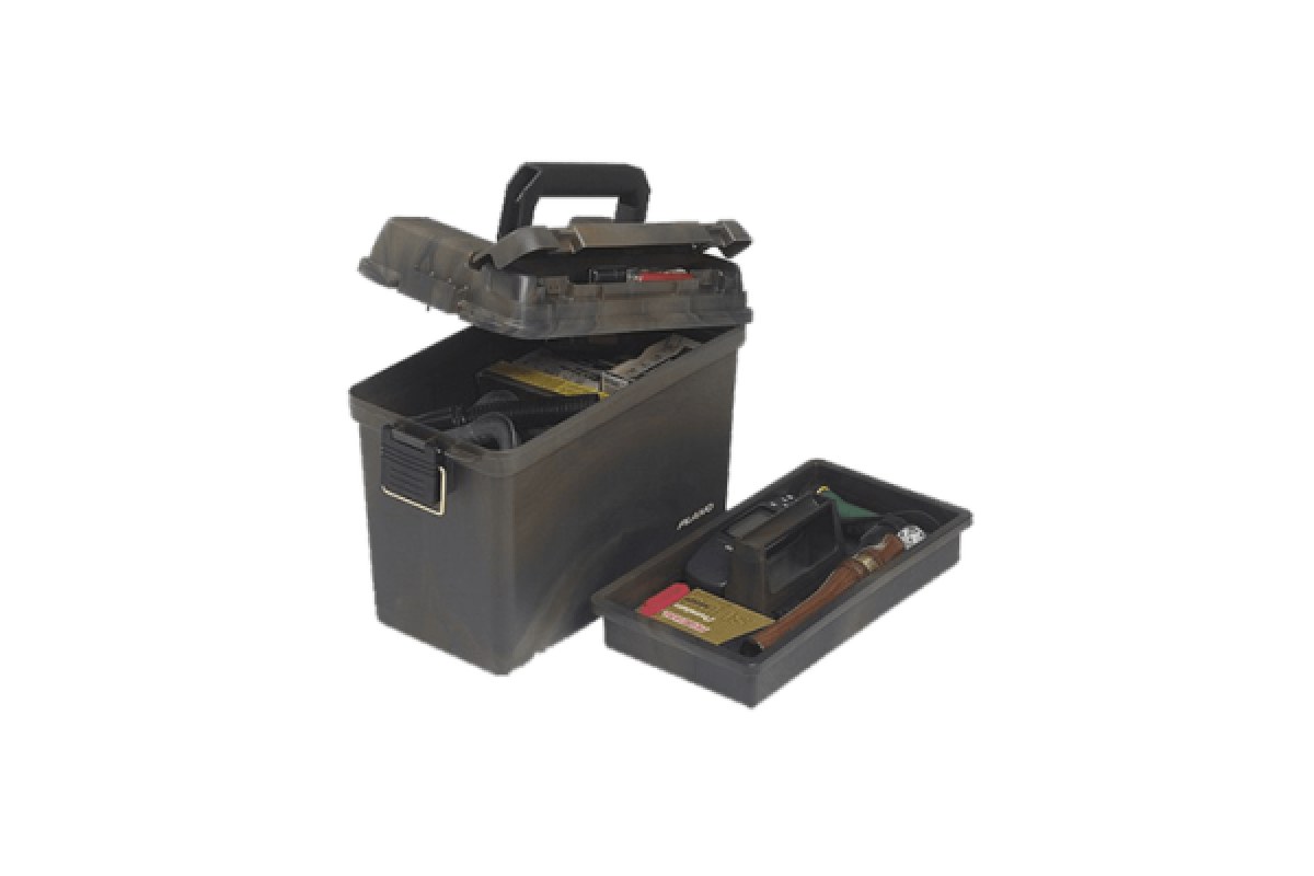 Plano 161200 deep field box open with its lift-out tray beside it