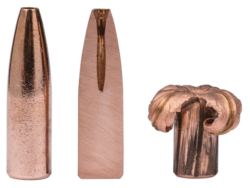 Remington Core-Lokt Copper monolithic bullet unfired, sectioned and expanded, Remington product photo