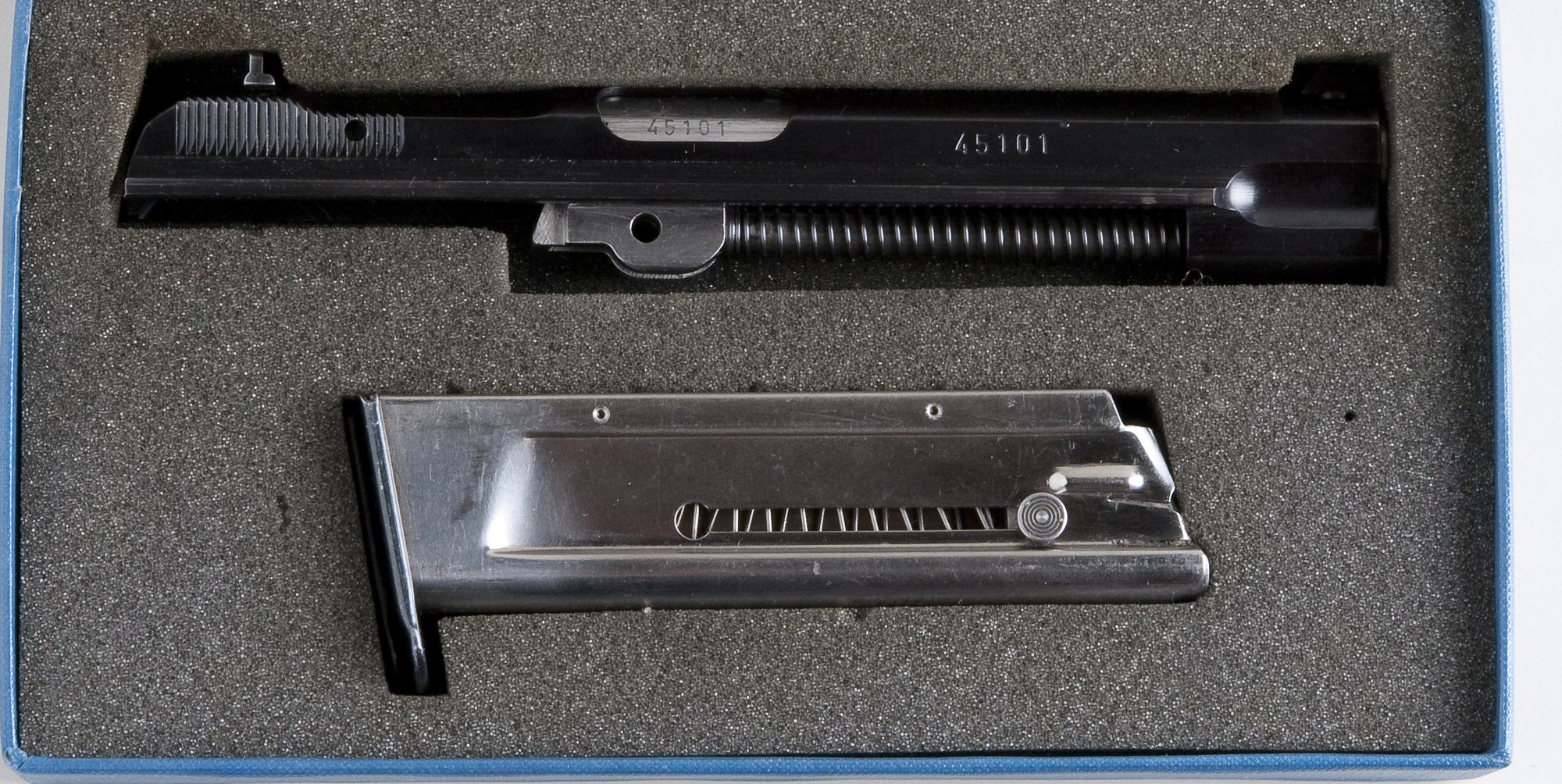 SIG P210 .22 LR conversion kit with slide, barrel, recoil spring and magazine in its box