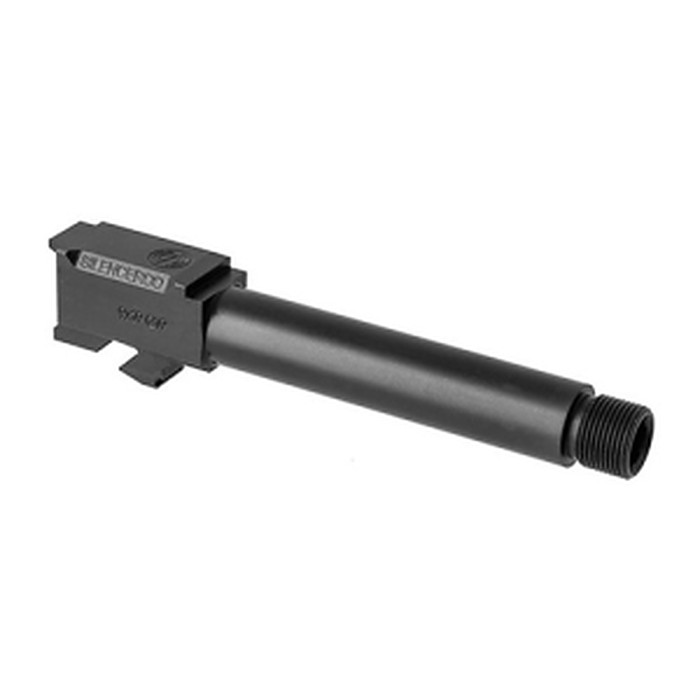 SilencerCo black threaded barrel for the Glock 19 with 1/2 x 28 threads