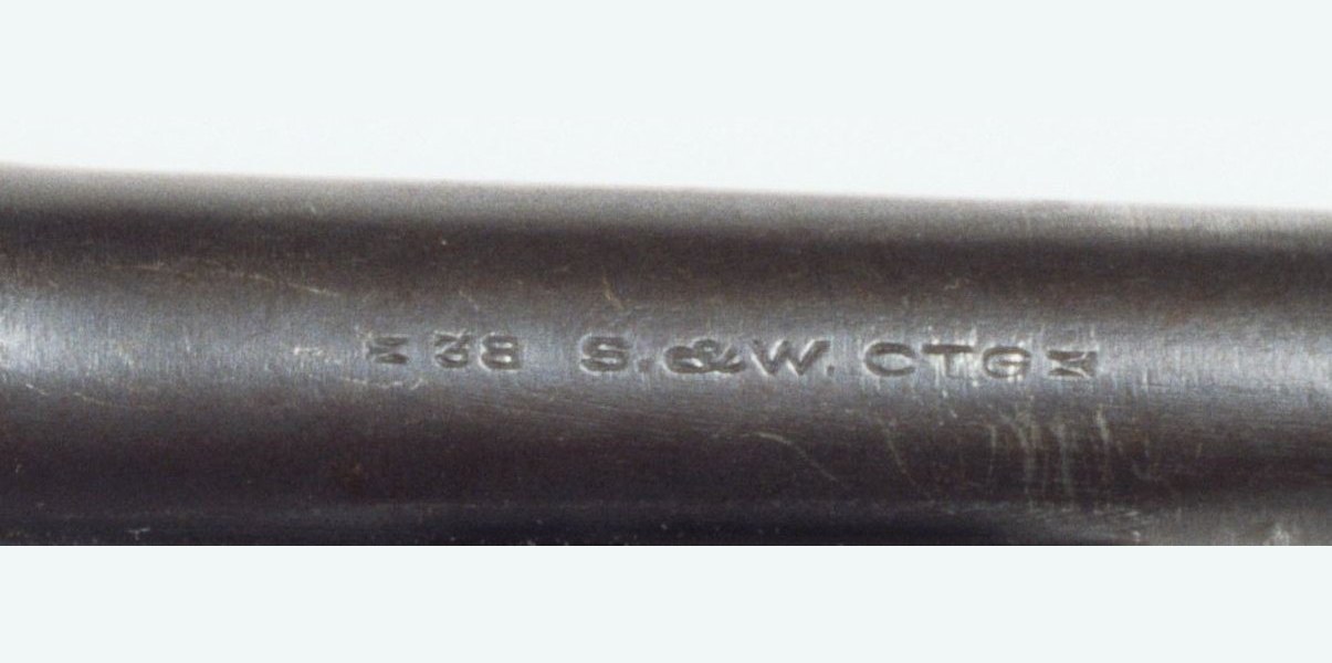 Barrel marked 38 S&W CTG on a WWII Smith and Wesson British Service revolver