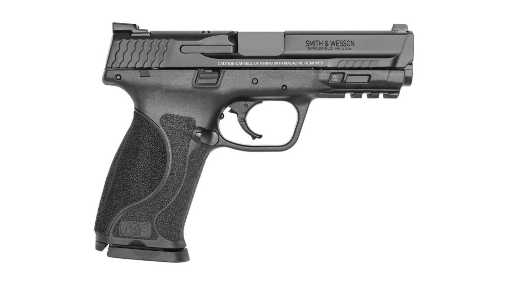 Smith & Wesson M&P9 M2.0 full size pistol with plain slide and no optic cut, side view