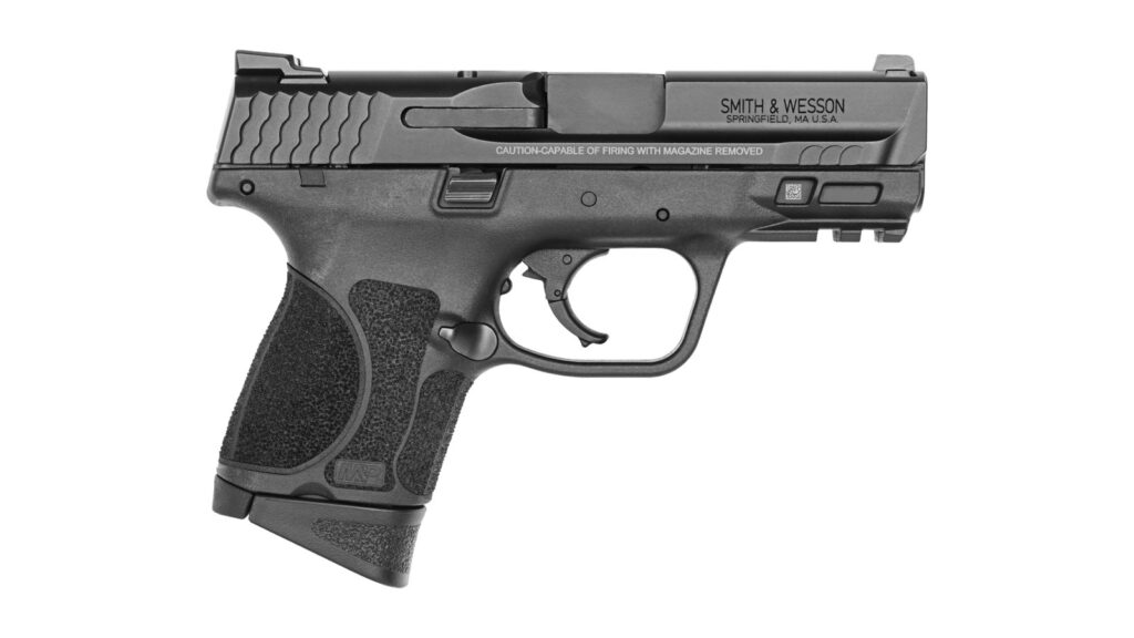 Smith & Wesson M&P9 M2.0 Subcompact pistol with 3.6 inch barrel and short 12-round grip, side view