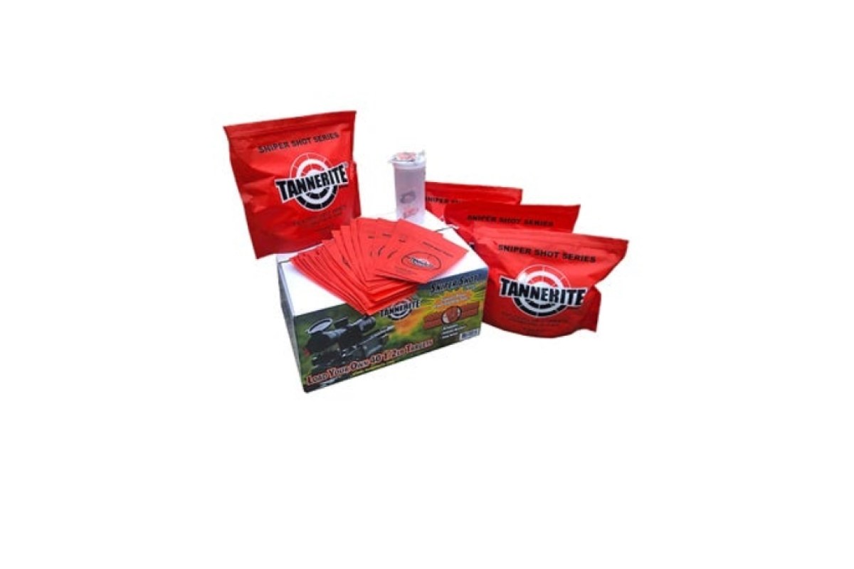 Tannerite Sniper Shot PP40 kit with oxidizer bags, catalyst packets, mixing container and box
