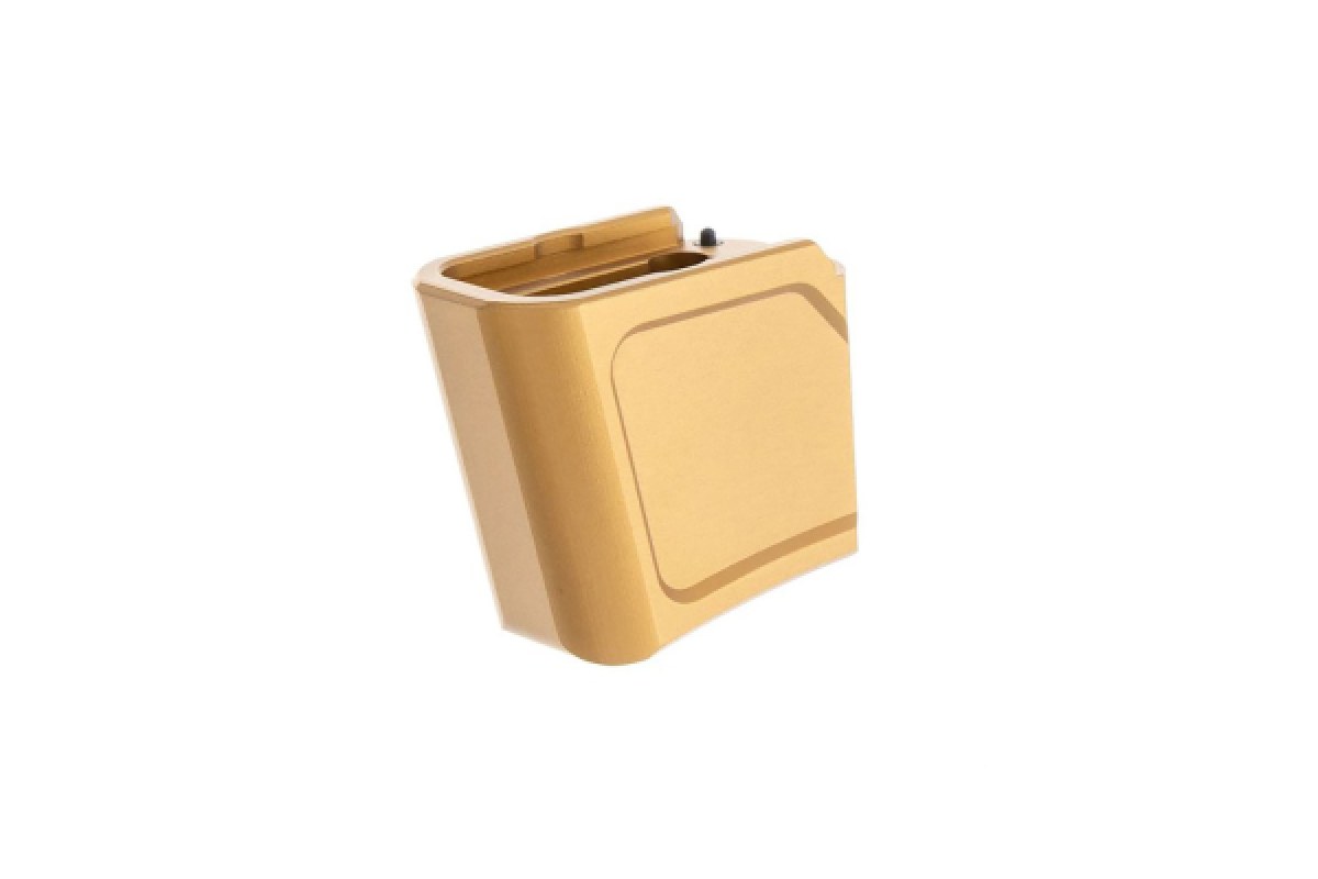 Tyrant CNC +4 aluminum magazine extension in gold