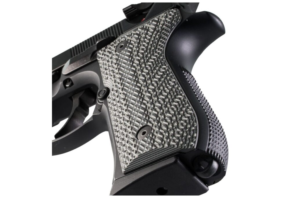 VZ G10 Tactical Slant grip panels installed on a full-size Beretta 92 frame