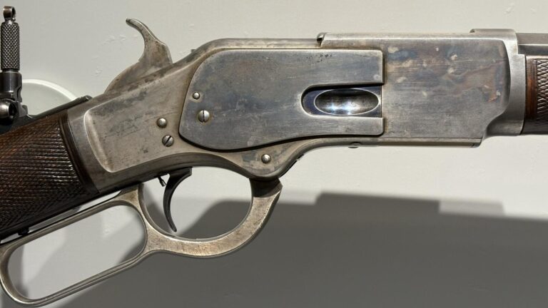 Receiver of a Winchester Model 1873 One of One Thousand rifle on display at the Buffalo Bill Center of the West in Cody, Wyoming