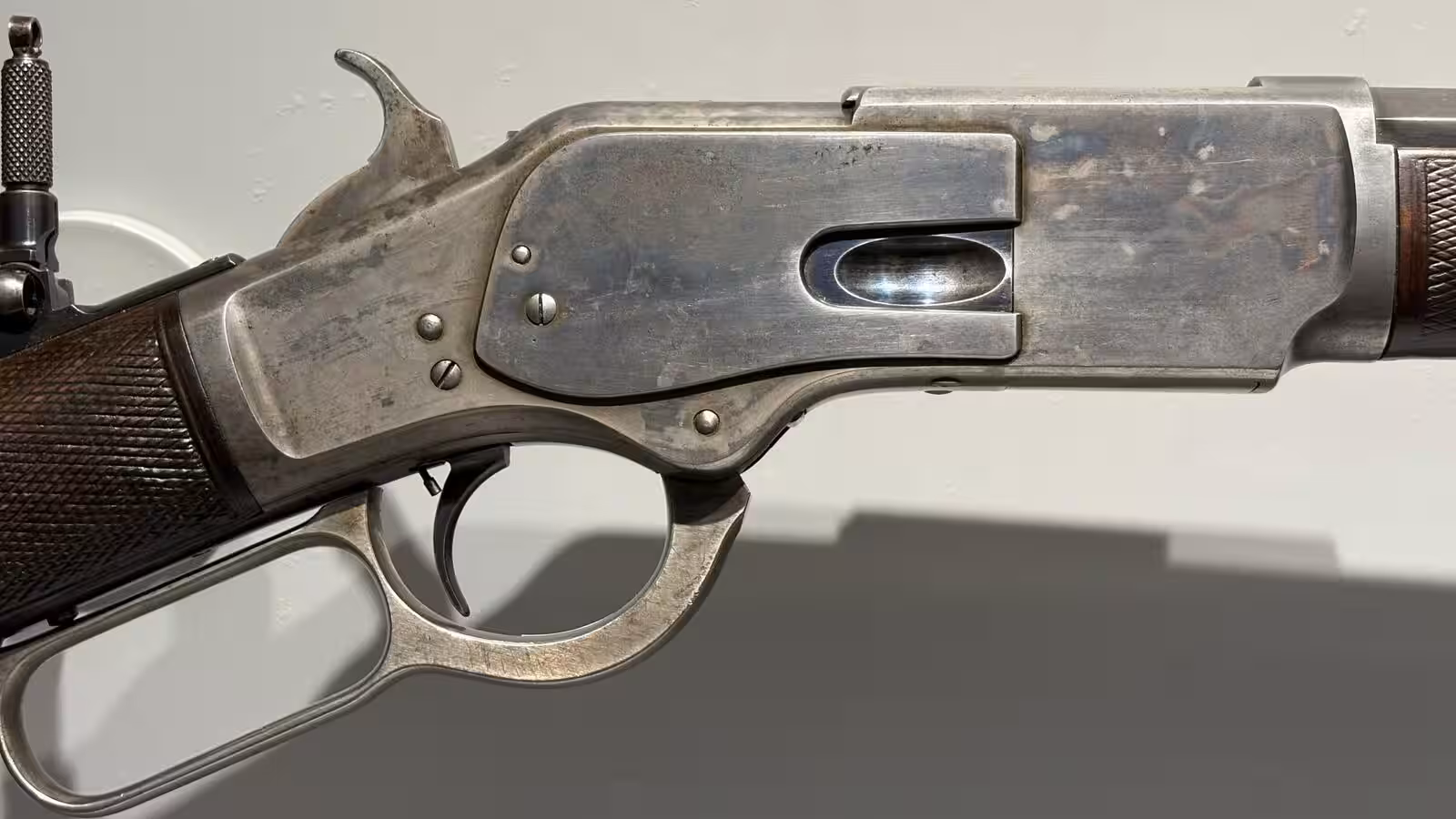 Receiver of a Winchester Model 1873 One of One Thousand rifle on display at the Buffalo Bill Center of the West in Cody, Wyoming