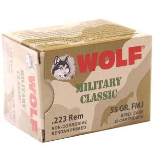 Wolf Military Classic 223 Remington 55gr FMJ Rifle Ammo - 20 Rounds