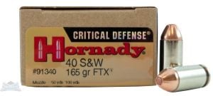 Hornady 40 S&W 165gr FTX Critical Defense Ammunition 20rds -91340