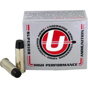 Underwood Ammo Long Flat Nose Gas Check 44 Magnum 305gr Black Cherry Coated Hard Cast Handgun Ammo - 20 Rounds