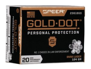 Speer Gold Dot Personal Protection 9mm Ammo 124 gr HP 20rds