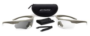 ESS Crossbow 2X Eyeshields Shooting Safety Glasses Coyote Brown Frame