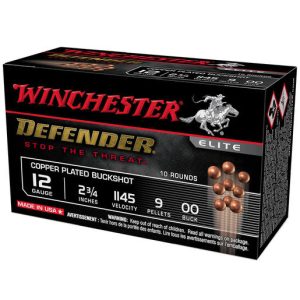Winchester Defender 12 Gauge 2-3/4in 00 Buck 9-Pellet Buckshot Shotshells - 10 Rounds #00 Buck