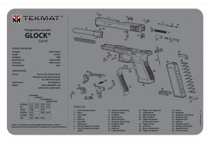 TekMat TEKMAT ARMORERS BENCH MAT 11"x17" GLOCK GEN4 GREY
