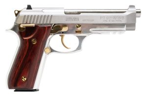 Taurus PT92 5" 17rd 9mm Pistol, Wood Grips & Gold Accent - 1-920159GLD-HW1
