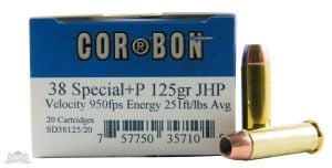 Cor-Bon 38 Special+P 125gr JHP Ammunition 20rds - SD38125/20