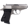 Walther PPK Semi-Automatic .380 ACP Pistol, (2) 6 Round Magazines, 3.30" Stainless Steel Barrel, Matte Stainless Slide and Zinc Alloy Frame with Beavertail - 4796001