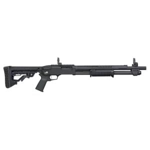 Mossberg 590R Tactical 12ga 18.5" Bbl Black 6+1 Shotgun w/MOE+ Grip, MBUS 3 Folding Sights, Heat Shield & Forward Mounted M-LOK Bracket 50762