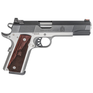 Springfield Ronin 1911, Full Size, 10MM, 5" Barrel, Blued Slide, Wood Grips, Stainless Frame, Fiber Optic Front Sight, 1 Mag, 8Rd