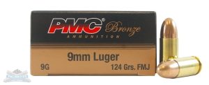 PMC Bronze 9mm 124gr FMJ Ammunition 50rds - 9G