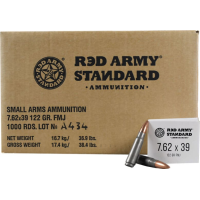 Red Army Standard 7.62x39 122 GR FMJ Ammo, Steel Case, Berdan Primed, Non-Corrosive - 1000 Round Case - AM3420