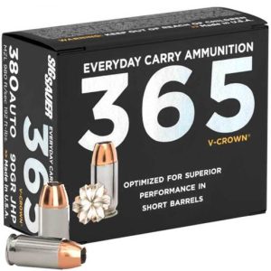 Sig Sauer 365 Elite V-Crown 380 Auto (ACP) 90gr JHP Centerfire Handgun Ammo - 20 Rounds