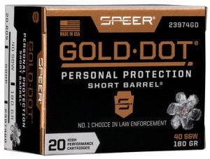 Speer Gold Dot Short Barrel 180 gr Hollow Point .40 S&W Ammo, 20/box - 23974GD