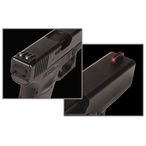 TruGlo TG131G2 Fiber-Optic Sight Set High Red Fiber Optic Front/Green Fiber Optic Rear/Black Nitride Fortress Frame, Compatible w/Most Glock Except MOS, Front Post/Rear Dovetail Mount