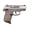 SCCY CPX1-TT Pistol Gen 3, Semi-Auto 9mm Polymer Frame Pistol W/ Safety, Satin Stainless Slide on FDE Frame, DAO 10+1, W/ 2 Mags - CPX1TTDEG3