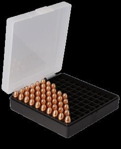 Cabela's Caliber-Specific Ammo Box - Black Ammo Box with Clear Lid - .223 Rem/.5.56mm - 100 Rounds