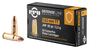 PPU Defense 7.62x25mm Tokarev 85 Gr JHP 50 Rounds (Box)