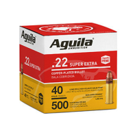 Aguila 1B221115 Super Extra High Velocity 22 LR 40 gr Copper-Plated Solid Point (Bulk) - 500rd Box