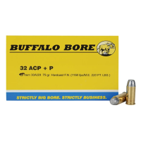 Buffalo Bore 32 ACP +P Ammo 75 Grain Flat Nose Box of 20