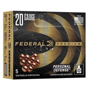 Federal Premium Personal Defense with Fleet Control Wad 20 Gauge 2-3/4" #2 Buckshot Ammo, 5rds