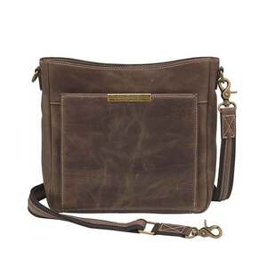 Gun Tote’n Mama Distressed Leather Slim X-Body RFID Concealed Carry Crossbody - Brown