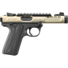 Ruger 43955 Mark IV 22/45 Lite 10+1 4.40" Stainless Threaded Barrel, Champagne Anodized Serrated Slide, Picatinny Rail, Black Anodized Polymer Frame, Black Checkered 1911-Style Grip