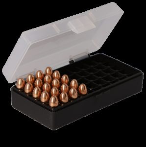 Cabela's Caliber-Specific Ammo Box - Black Ammo Box with Clear Lid - .380 ACP/9mm - 50 Rounds
