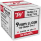 Winchester USA 9mm Luger 115 Grain Full Metal Jacket FMJ Brass Cased Pistol Ammo 50 Rounds