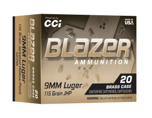 CCI Blazer 9mm Luger 115gr JHP Ammo, 20 rds - 5239A