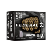 Federal 25 Auto 45 gr Jacketed Solid Punch 20/Box