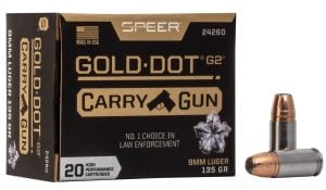 Speer Gold Dot Carry Gun 9mm 135gr HP 20rds - 24260