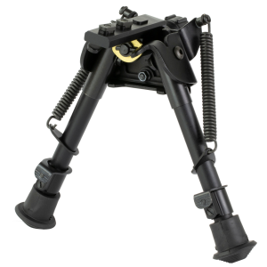 Harris Bipods S-BRMM-LOK Swivel BR M-LOK, 6-9", Black Steel/Aluminum, Notched Legs, Rubber Feet