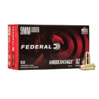 Federal 9mm 147 gr FMJ Flat Point American Eagle 50/Box