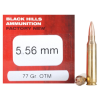 Black Hills 5.56x45mm NATO Ammo 77 Grain Open Tip Match Box of 50