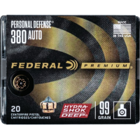 Federal P380HSD1 Premium Personal Defense 380 ACP 99 gr Hydra-Shok Deep Hollow Point - 20rd Box
